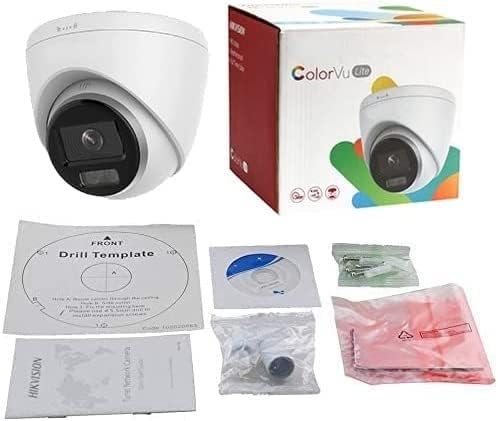 Ⲏіkvіsіon DS-2CD1347G2-LUF 4MP Acusense CoIorVu Full Color Night Vision IP Turret Dome Camera with Visible White LED Lights, 2.8mm Wide Angle IP67 Built in Mic, Compatible with Hikvision NVR