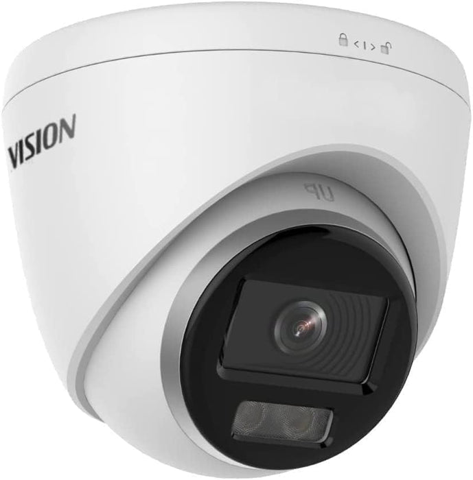 Ⲏіkvіsіon DS-2CD1347G2-LUF 4MP Acusense CoIorVu Full Color Night Vision IP Turret Dome Camera with Visible White LED Lights, 2.8mm Wide Angle IP67 Built in Mic, Compatible with Hikvision NVR
