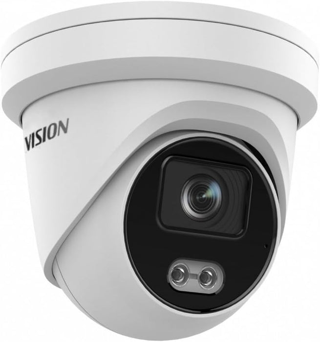 Ⲏіkvіsіon IP Camera AcuSense DS-2CD2347G2-LU 4MP PoE IP Turret Dome Camera, 247 Full Color 2.8mm Fixed Lens Outdoor Rated, IP67, H.265+ Built in Microphone, English Version Human Vehicle Detection