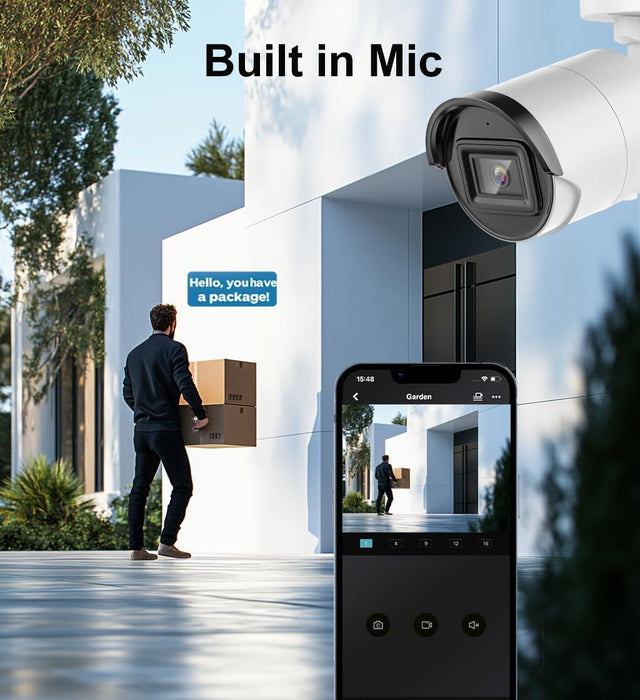 Ⲏіkvіsіon DS-2CD2083G2-IU AcuSense 4K 8MP Outdoor PoE IP Mini Bullet Camera, 2.8mm Lens, Built in Mic, EXIR 98ft Night Vision, Weatherproof