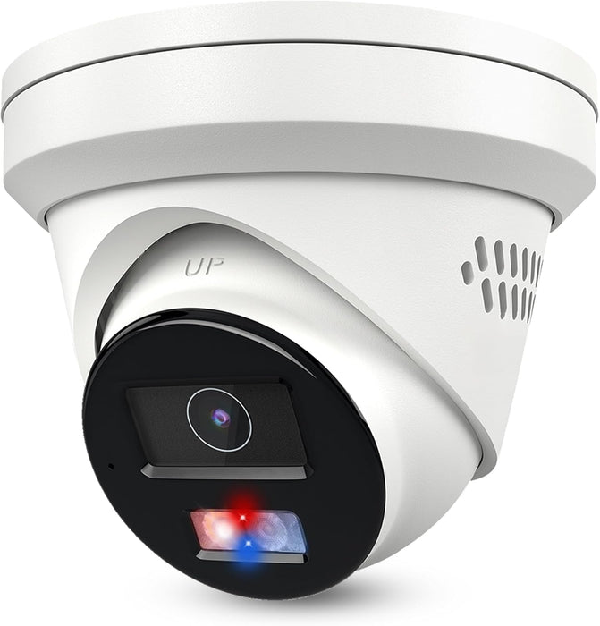 Hikvision Unbranded OEM 4K 8MP Turret Dome POE IP Camera Outdoor with Strobe Light with Sound Alarm, 2.8mm 105° View Angle, Plug and Play with Hik-vision NVR, Compatible with Blue Iris, Synology, 512Gb SD Card( NOT Included)