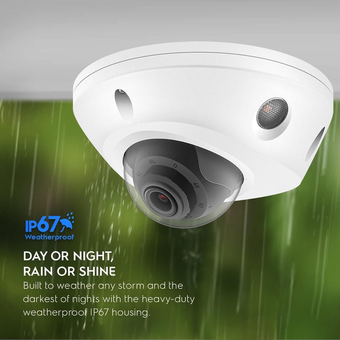 4K 8MP Mini Low Profile Dome PoE IP Camera Outdoor 2.8mm Lens 105° Wide Angle, 98Ft Night Vision, Waterproof IP67, H.265, ONLY Compatible with Ⲏіkvіsіon Uniview NVR Blue Iris