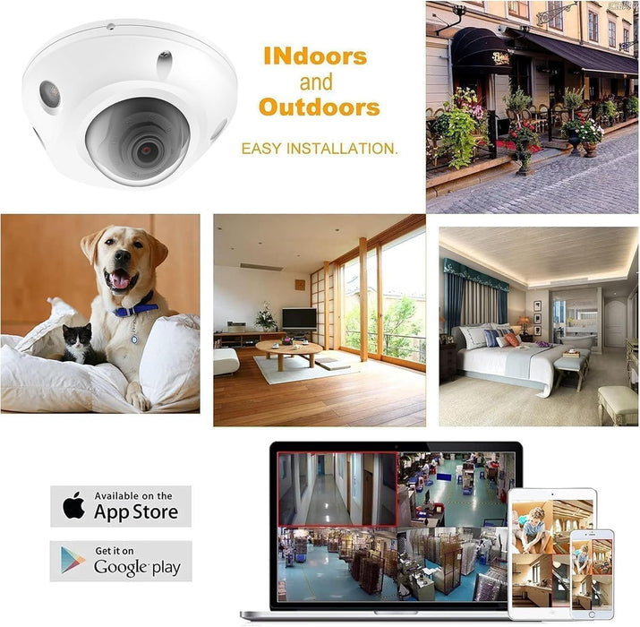 4K 8MP Mini Low Profile Dome PoE IP Camera Outdoor 2.8mm Lens 105° Wide Angle, 98Ft Night Vision, Waterproof IP67, H.265, ONLY Compatible with Ⲏіkvіsіon Uniview NVR Blue Iris