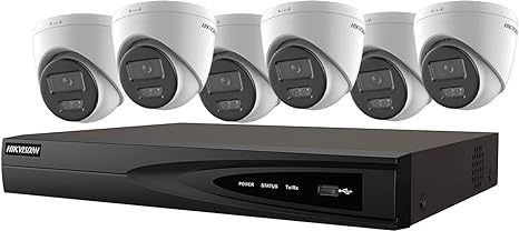 Hikvision EKI-K82T46H 8-Channel 8MP NVR with 2TB HDD & Six 4MP Hybrid Light Turret Dome Cameras Kit