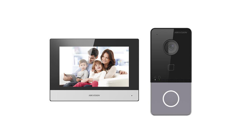 Hikvision DS-KIS600 Compact IP Kit with 7" Indoor Video Touch Screen Intercom Station and 2MP FHD WiFi Intercom Smart Doorbell Video Camera Door Bell