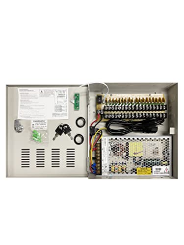18 Port CCTV Power Box Security Camera 12V DC 20A Key Locked