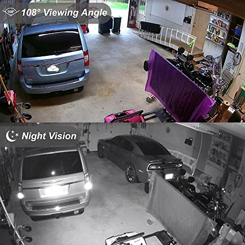 IR during nighttime, 108° wide angle