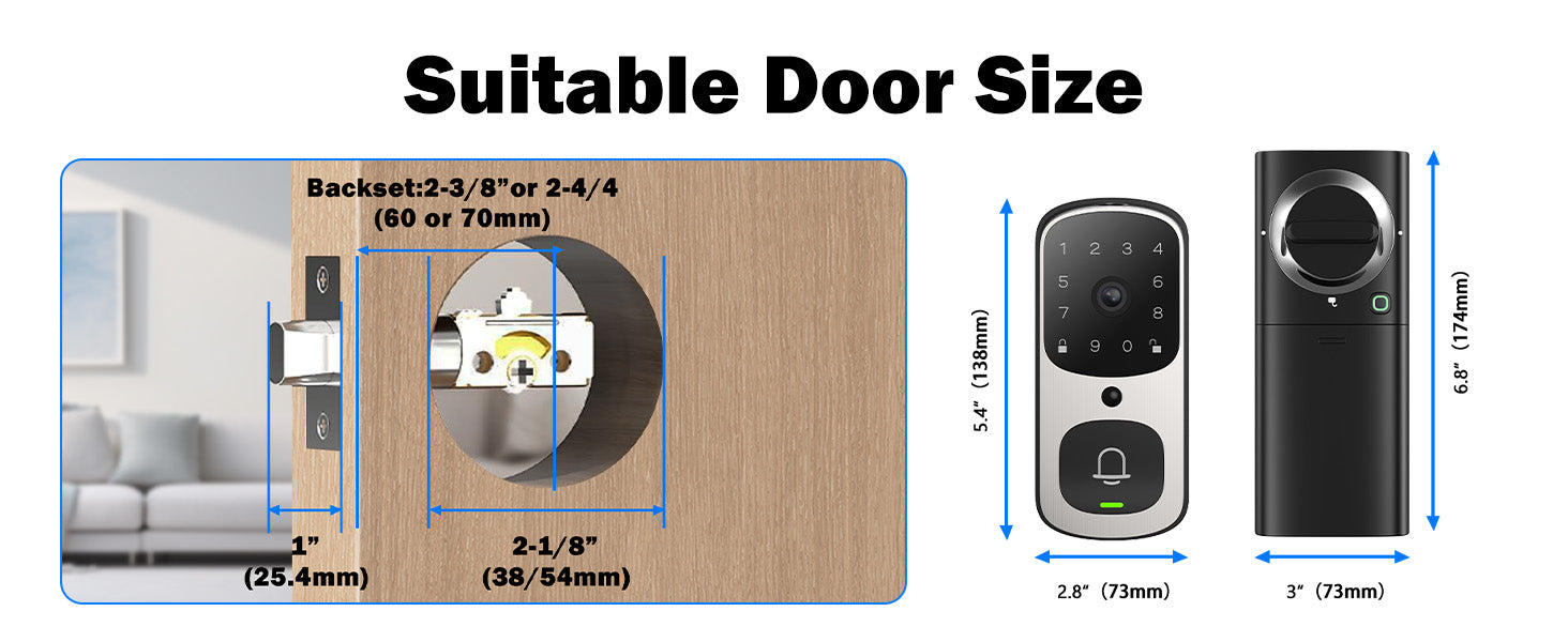 2K Video Smart Lock for Home Fingerprint Keyless Voice Control Door Lock