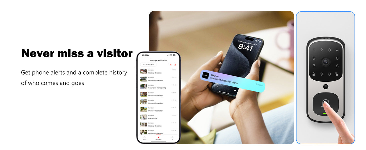 2K Video Smart Lock for Home Fingerprint Keyless Voice Control Door Lock