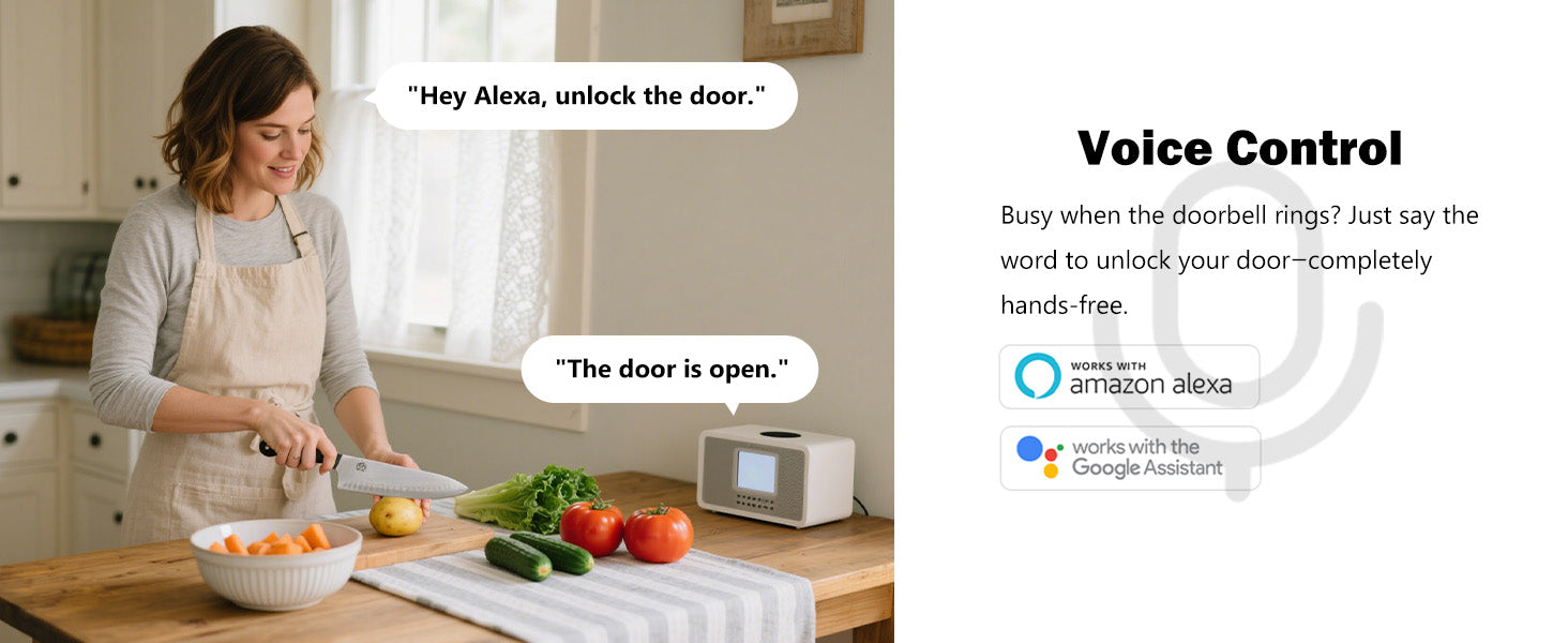 2K Video Smart Lock for Home Fingerprint Keyless Voice Control Door Lock