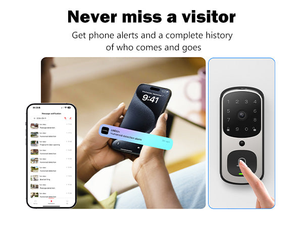 2K Video Smart Lock for Home Fingerprint Keyless Voice Control Door Lock