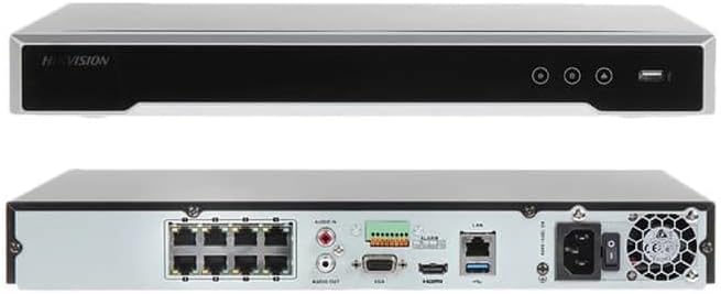 Hikvision DS-7608NI-Q2/8P H.265 8 Channel PoE 4K 8MP Network Video Recorder NVR, Plug & Play, International Original English Version, Compatible with Hikvison Cameras, w/4TB Hard Drive