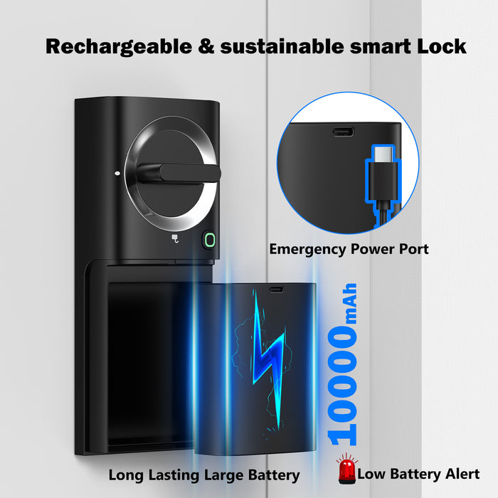 2K Video Smart Lock for Home Fingerprint Keyless Voice Control Door Lock