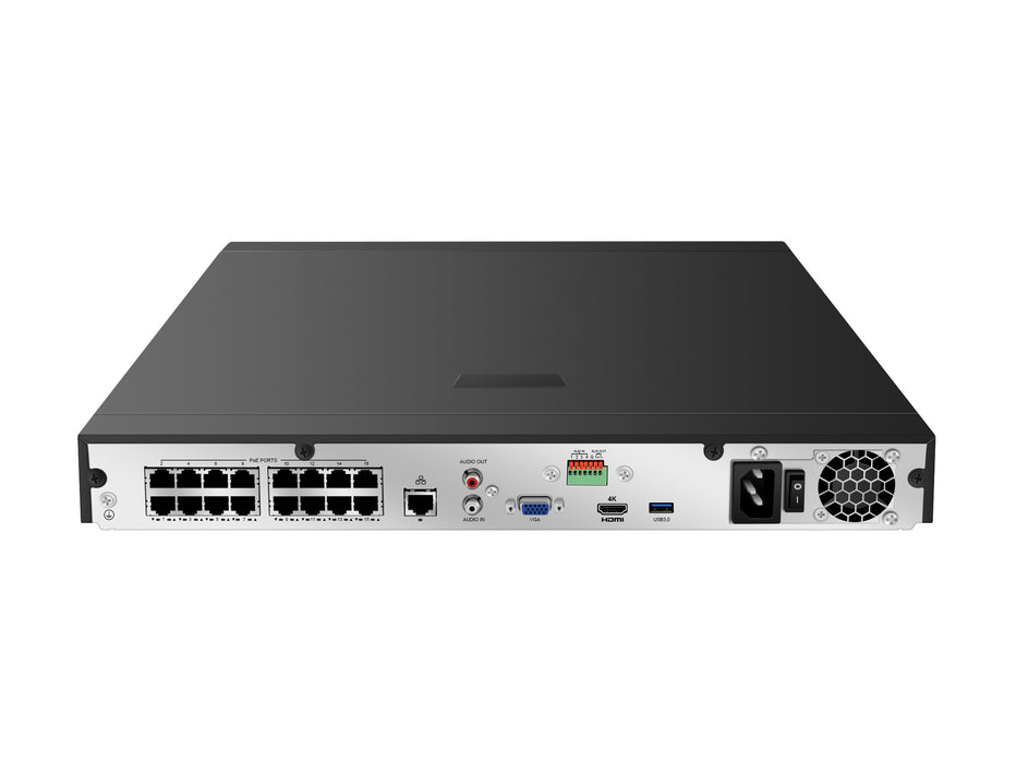 Real HD UNVR-16CH 16 Channel 4K NVR Recorder w/ 16 POE Ports, Plug and Play Compatible with up to 8MP Uniview IP Cameras