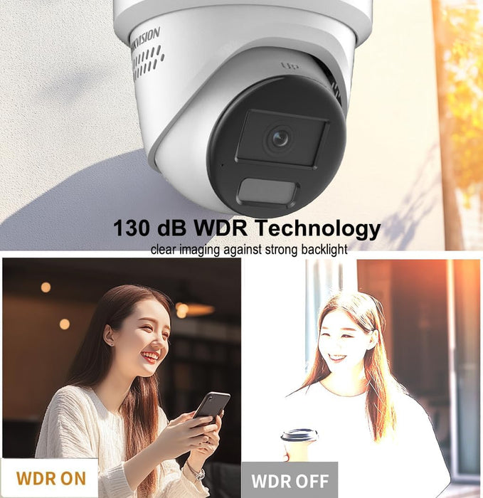 Ⲏіkvіsіon DS-2CD2387G2-LSU/SL Acusense 4K 8MP Color-Vu POE IP Dome Camera Outdoor, with Strobe Light and Audible Warning, Two Way Audio Human/Vehicle Detection, Compatible with Hikvision NVR