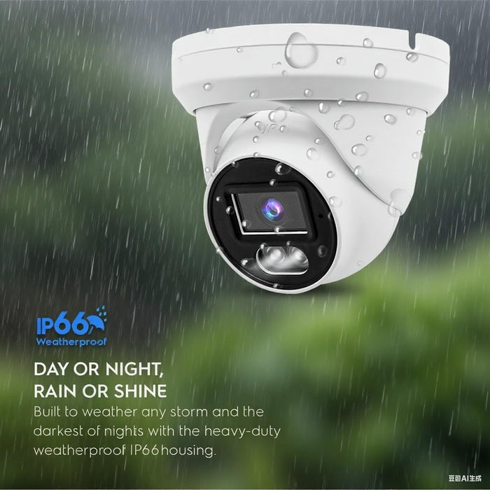 Comparable Performance to Dahua, ONVIF, 8MP 4K PoE IP Full Color Night Vision Security Camera Outdoor, 2.8mm Wide Angle, H.265, Waterproof IP66, Metal Housing Turret Dome IP Camera, NDAA Compliant