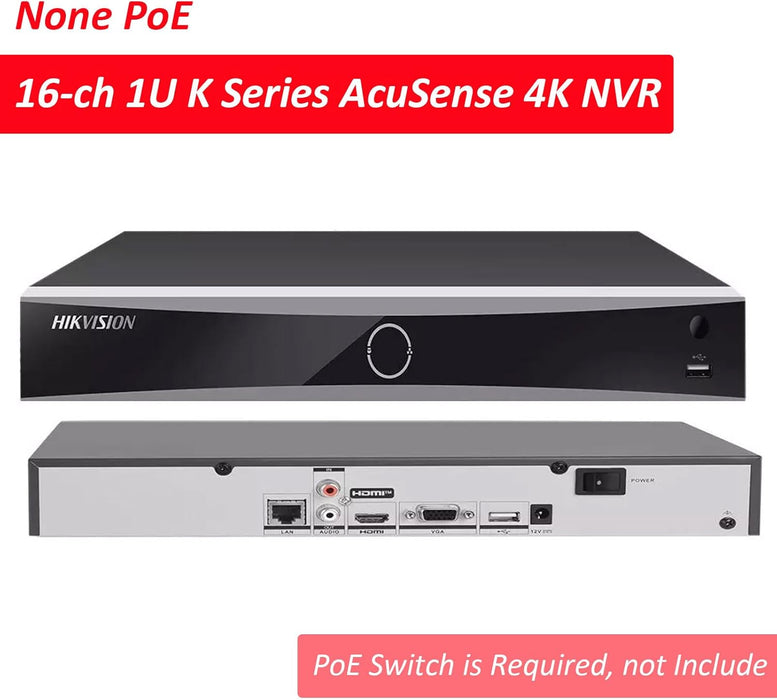 HIKVISION 16 Channel 8MP 4K NVR DS-7616NXI-K2 for IP Network CCTV Cameras Black NO POE Port