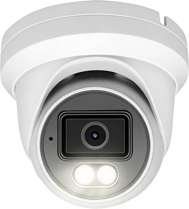 Comparable Performance to Dahua, 4MP Add-On Full Color Night Vision Turret Dome IP Camera with White Lights for IP Camera NVR System,108° Viewing Angle 2.8mm Lens, Waterproof IP66 Outdoor, NDAA Compliant