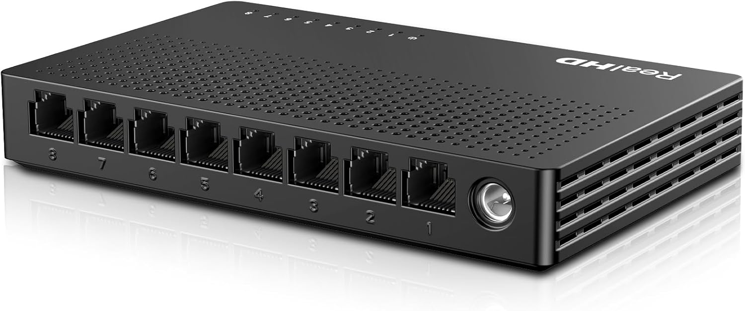 2.5Gb Switch, Ethernet Switch 2.5Gb 8 Port Unmanaged, Network Switch for Game Console, NAS, PC, Wireless APs, Plug & Play Fanless, Desktop Wall Mount Network Hub