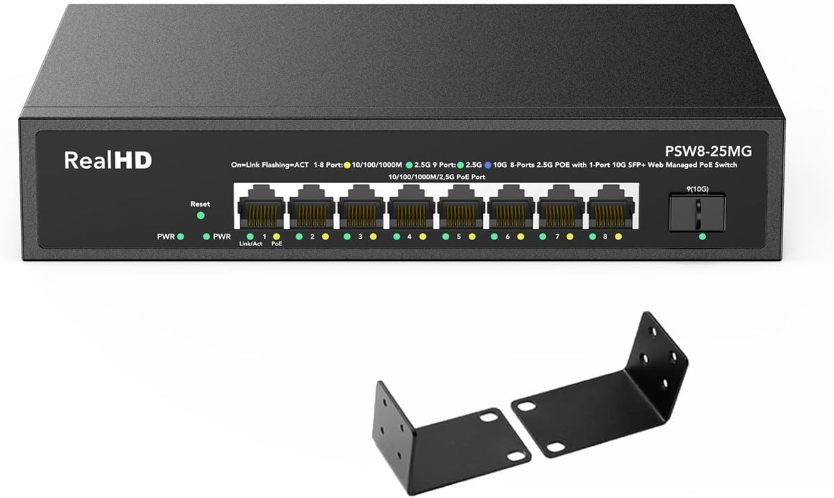 Web Component Switch 8 Port 2.5G Gigabit PoE Web Managed Switch with 10G SFP, IEEE8023af/at ...