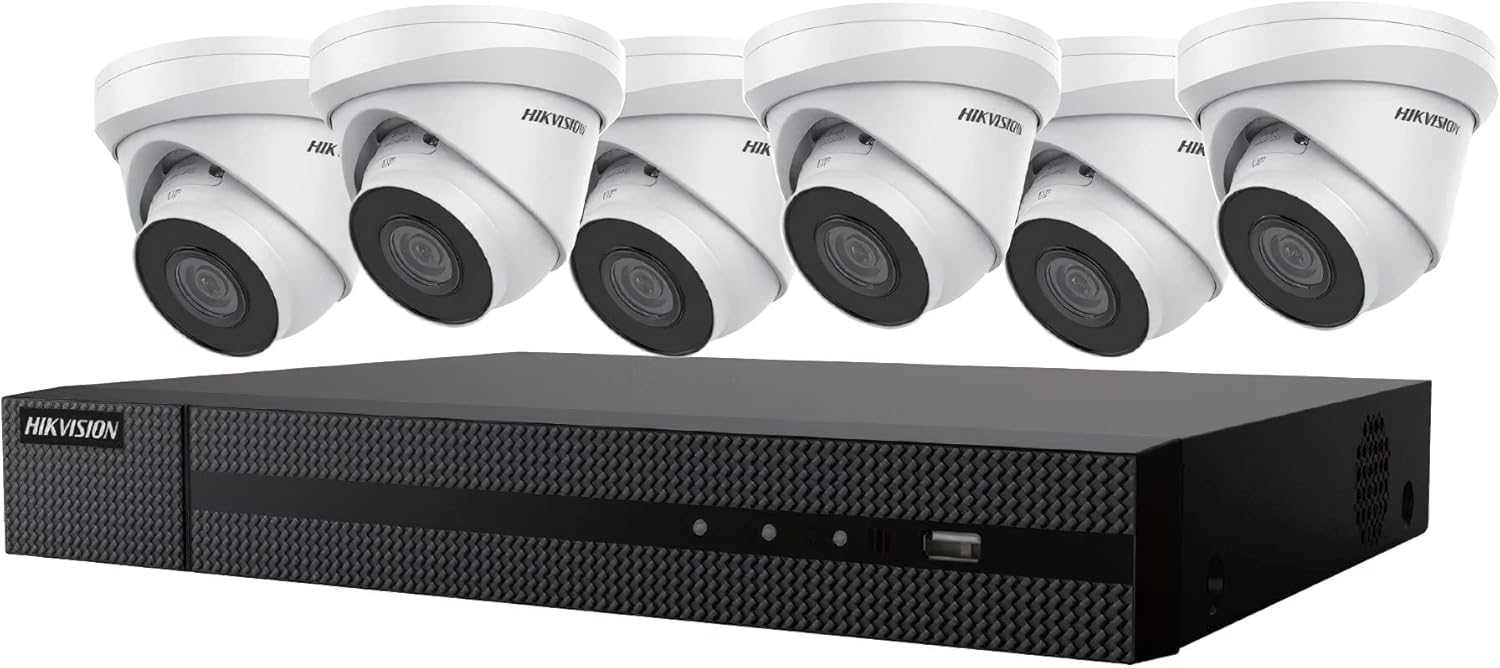 Hikvision EKI-K82T46 4K Value Express Kit; Includes: (1) ERI-K108-P8 NVR 8-Channel DVR + (6) ECI-T2(4) 4F2 1/3" 4 MP Progressive Scan CMOS White Cameras