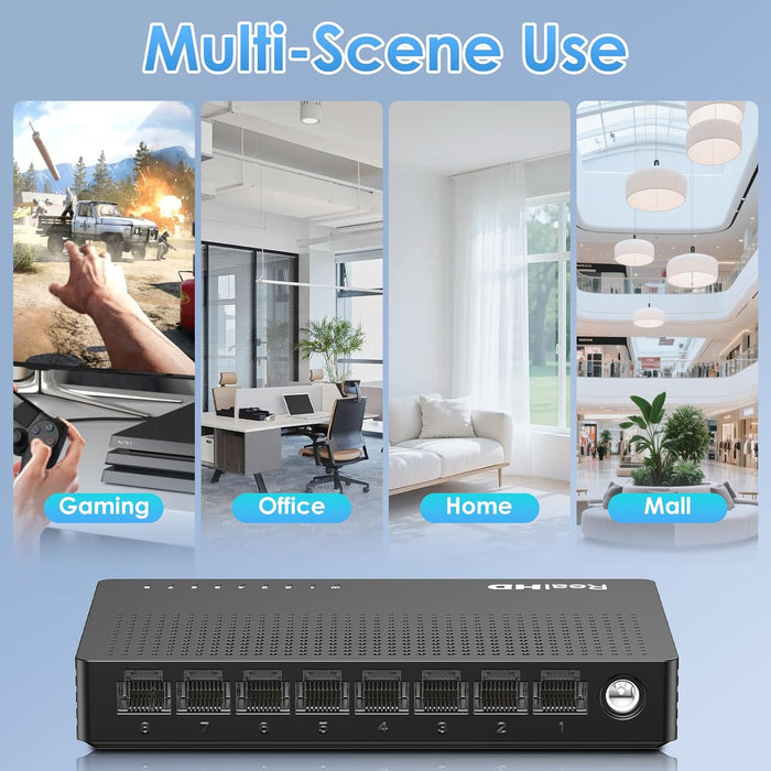 2.5Gb Switch, Ethernet Switch 2.5Gb 8 Port Unmanaged, Network Switch for Game Console, NAS, PC, Wireless APs, Plug & Play Fanless, Desktop Wall Mount Network Hub