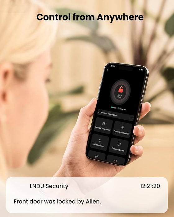 Smart Lock for Front Door HK01: Apple Home Ecosystem Fingerprint Keyless Door Lock, Supports Apple Home, Google, App Remote Control Keypad Door Lock, Easy Installation Auto-Lock