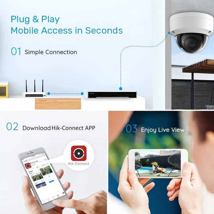 Hikvision 16 Channel PO IP Security Camera System, 4K 8MP NVR 4TB with 12 x 4MP DS-2CD2143G2-I Outdoor Vandal Dome Cameras 2.8mm 3-Axis IP67 IK10 H.265+ Cable not Included