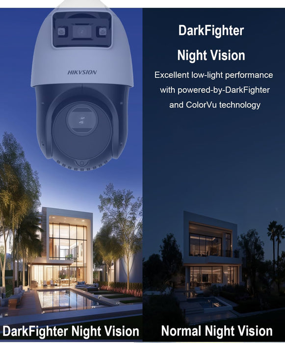 Hikvision DS-2SE4C425MWG-E/14 4MP Tandem-Vu 4MP PTZ PoE Camera, 4 inch with 25× Optical Zoom, DarkFighter & Color-VU Technology, AI Human/Vehicle Detection,300ft IR Night Vision, Compatible with Hik vision NVR