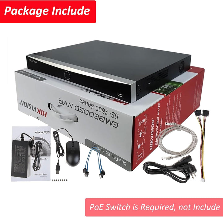 HIKVISION 16 Channel 8MP 4K NVR DS-7616NXI-K2 for IP Network CCTV Cameras Black NO POE Port