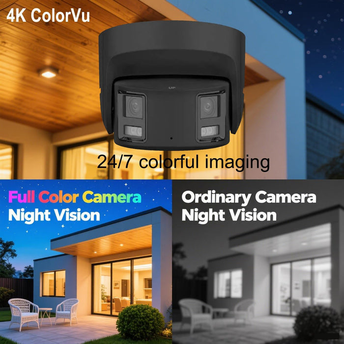 Hikvision DS-2CD2387G2P-LSU/SL, 4K 8MP 180° Dual Lens Panoramic Ultra Wide Angle Dome IP Camera, Color-Vu, 98ft Full Color Night Vision, WDR, Two Way Audio, ONLY Compatible with Enterprise Series NVR, Black