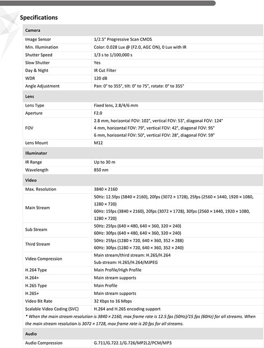 Hikvision DS-2CD2183G2-IU Acusense 4K 8MP IP Camera Outdoor, 2.8mm PoE Dome Camera with Audio, Built-in Microphone for Real-time Audio, WDR, IP67 IK10, H.265+ Human Detection, Support Firmware Upgrade, Black