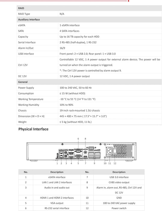 Hikvision DS-7764NI-M4 64 Channel 1.5U 8K NVR, Dual 4K IP Network Video Recorder, 2 HDMI and 1 VGA interfaces, Without POE, Compatible with Hikvision Hik-Connect, English Version, Hard Drive Not Included