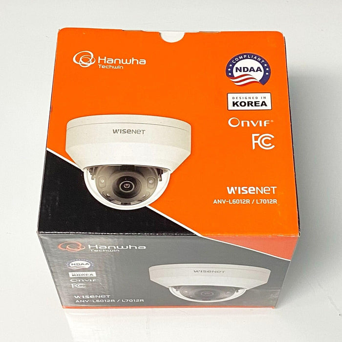 Ⲏanwha ANV-L6012R 2MP 1080P POE IP Security Camera Outdoor, NDAA Compliant, 2.8mm Fixed Lens, 113.7° Wide View Angle, AI Detection, White, Compatible with Hanwha Wisenet Security IP Camera System