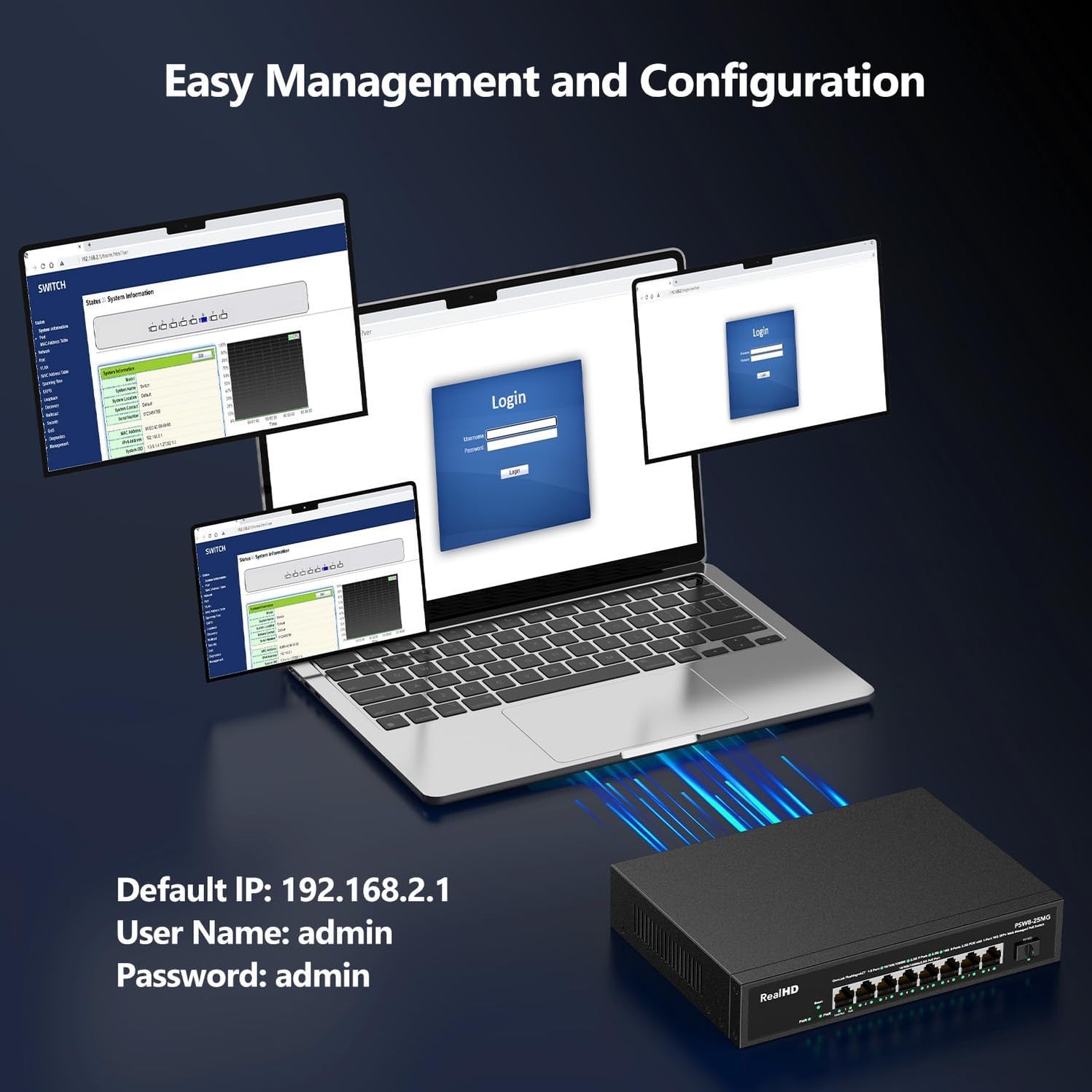 Web Component Switch 8 Port 2.5G Gigabit PoE Web Managed Switch with 10G SFP, IEEE8023af/at ...