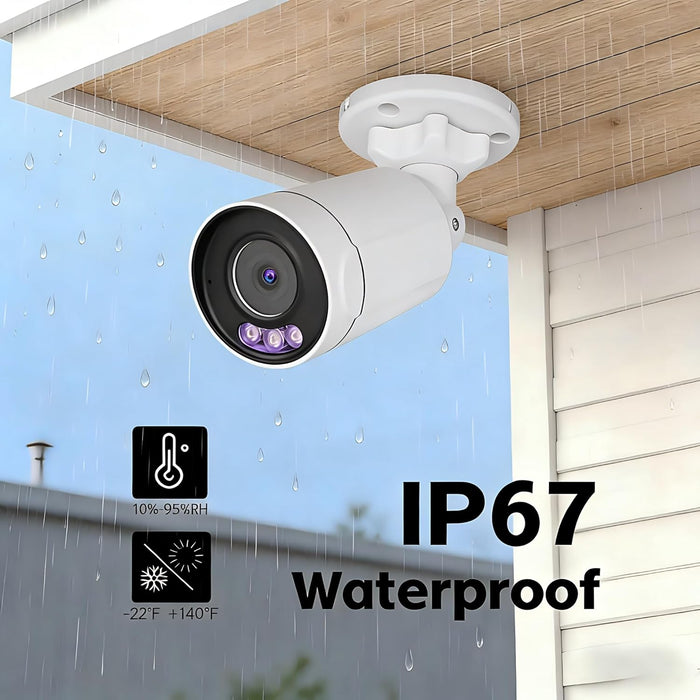 Comparable Performance to Dahua, ONVIF, 4MP POE Bullet Color Night Vision Camera, 2.8mm 108° Wide Viewing Angle Security IP Camera Outdoor IP66 Waterpfoof, NDAA Complaint