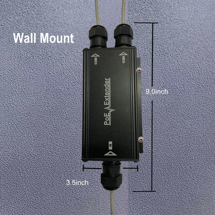 2 Channel Gigabit PoE+ Extender Outdoor, 2 Port PoE Out, IP67 Waterproof, 10/100/1000Mbps, Wall-Mount, Comply with IEEE 802.3af/at/bt, PoE Repeater/Amplifier/Booster for IP Cameras, VoIP Phone