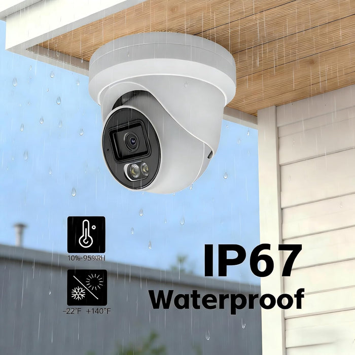 Comparable Performance to Dahua, 4MP Add-On Full Color Night Vision Turret Dome IP Camera with White Lights for IP Camera NVR System,108° Viewing Angle 2.8mm Lens, Waterproof IP66 Outdoor, NDAA Compliant