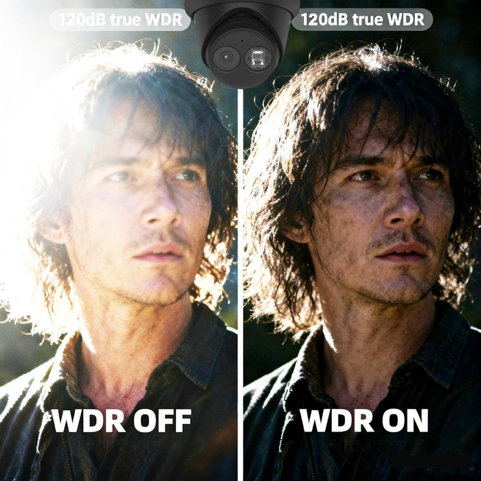 Hikvision DS-2CD2383G2-IU, 4K 8MP AcuSense IP Camera PoE Turret Dome Camera IP67 Outdoor, WDR, 2.8mm Wide Angle Lens, IK10, H.265+, English Version, Human and Vehicle Detection, Work with iVMS-4200, Black