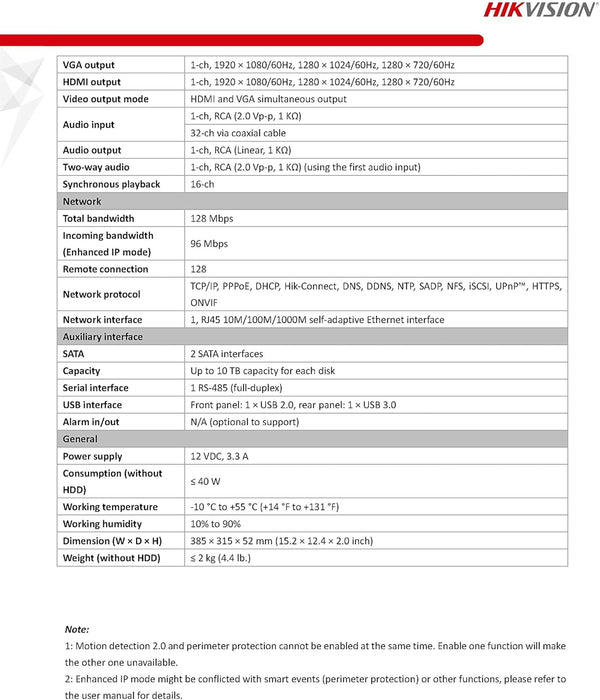 HIKVISION 32 Channel Turbo HD DVR iDS-7232HQHI-M2/S 32CH 1080p 1U H.265 AcuSense DVR (No HDD Included)