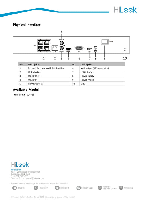 Hikvision OEM HiLook 4K IP Kit 6PC 4MP IP camera and 8CH NVR with 2TB HDD included