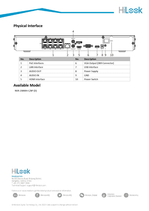 Hikvision OEM HiLook 4K IP Kit 6PC 4MP IP camera and 8CH NVR with 2TB HDD included