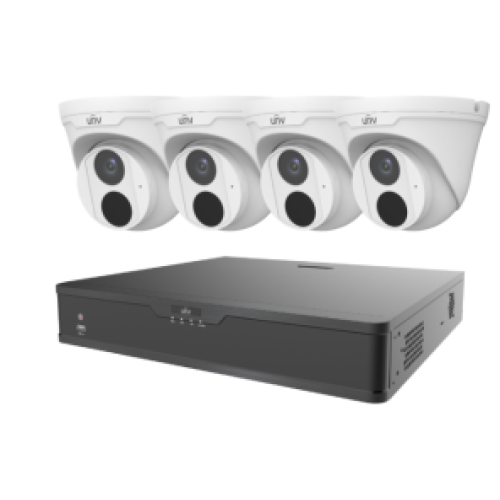 Uniview Lite Kit 4 Channel Surveillance Kit with (4) 4MP Turret Domes, (1) 4K 4 Channel NVR and 1TB HDD
