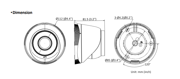 Hikvision OEM IPC-T240H 4 MP Fixed Turret IP Network Camera 3D DNR 120 dB True WDR 2.8mm