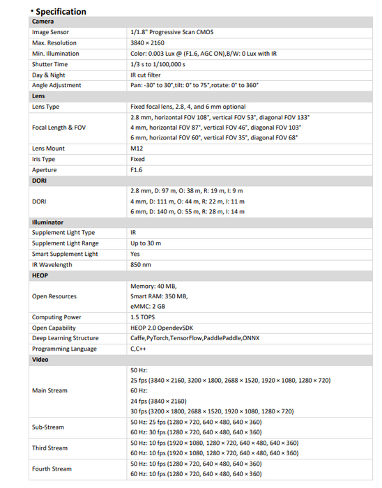 Hikvision DS-2CD3586G2-IS 8 MP Acusense Fixed Mini Dome IP Network Camera Audio & Alarm Interface Available DarkFighter 2.8mm