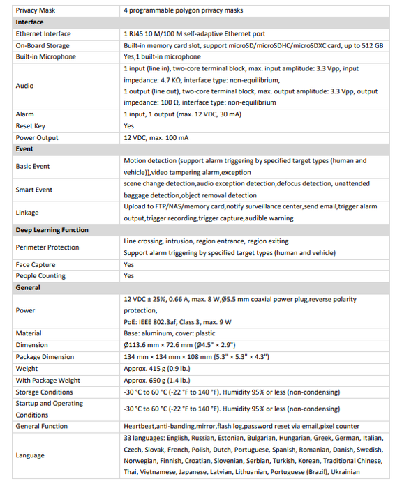 Hikvision DS-2CD3586G2-IS 8 MP Acusense Fixed Mini Dome IP Network Camera Audio & Alarm Interface Available DarkFighter 2.8mm