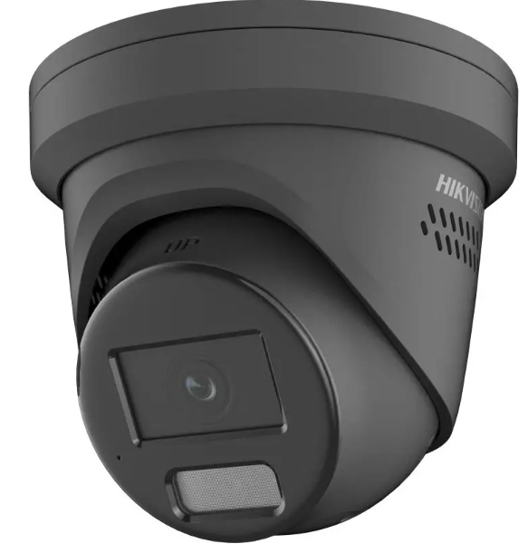 Hikvision OEM 4K 8MP Acusense Black Color IP Camera 2.8mm Mic and Speaker Wide Angle Two Way Audio Human and Vehicle Detection Outdoor IP67 Rated Metal Housing