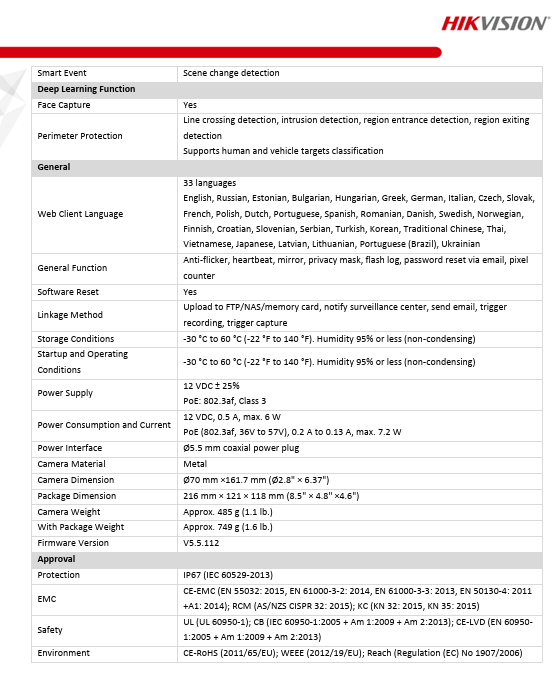 Hikvision AcuSense DS-2CD2086G2-IU 2.8mm 8MP(4K) IR Outdoor Bullet Security Camera POE IP67 H.265+ English Version Upgrade IP Camera