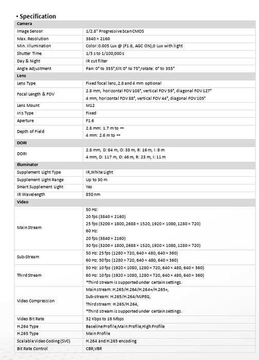 Hikvision Unbranded OEM 4K 8MP IP Camera DS-2CD2183G2-LIS2U Built-in Dual Mic Smart Hybrid Light