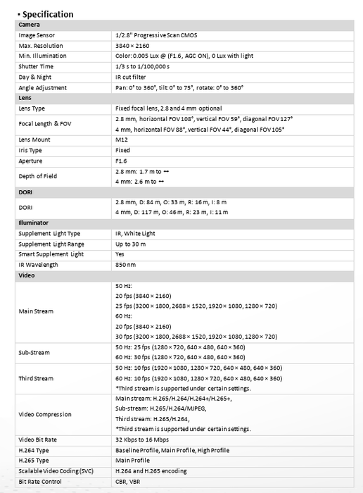 Hikvision 4K 8 MP Acusense DS-2CD2383G2-LI2U/SRB Built-in Dual Mic Smart Hybrid Light Strobe Light & Audible Warning 2.8mm
